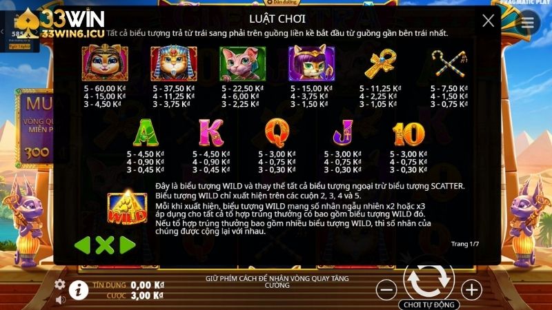 Cách chơi game slot Ai Cập 33Win cho tân binh