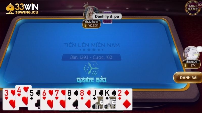 Việc xếp bài trước khi đánh Tiến Lên Miền Nam tại 33Win giúp bạn nhìn rõ tổng thể quân bài